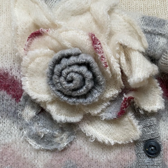 Anthropologie Sleeping on Snow Mohair Floral Double Time Cardigan, Size L - Picture 4 of 10